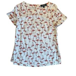 Modcloth linen pink flamingo shirt